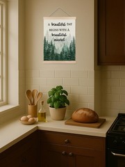 Mindset Hanging Canvas Wall Art – A Beautiful Day Begins with a Beautiful Min…
