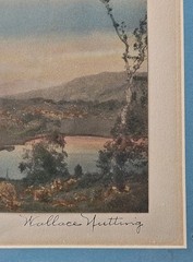 Antique Wallace Nutting 1920’s Framed Signed Mountainscape Hand Tinted Photo
