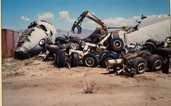 VINTAGE AIRCRAFT / AIRPLANE SALVAGE SCRAP YARD SURREAL COLOR PHOTOGRAPH