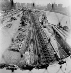 Highbridge, Tracks & Curved Road, The Bronx, NY, 8 x 8in Art Photo by Mel Gonz