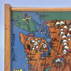VTG Hand-Painted 1950’s Washington State Map Wood Wall Art / Serving Tray