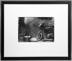 Framed Street Art Photograph ALLEN MATTHEWS 1987 Italy Laverda Motorcycle Scene