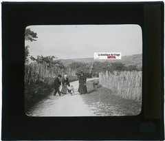 Walk, Characters, Photo Glass Plaque, Black & White, Positive 8.5×10 Cm