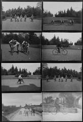 Lot of 11 negatives on glass plate. Portrait with bikes. Format 9×12 cm