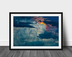 Cloud photography print moonlit cloudscape wall art photo stormy night sky decor