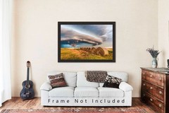 Storm Photography Print: Oklahoma Supercell Thunderstorm Hay Bales Weather Photo