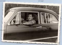 Man and Old Woman in Ford Taunus 12M G13 Car Automotive – 1950s 1960s – Photo 10x7cm