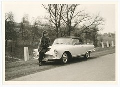 Auto Union 1000 SP DKW – Woman Street – Old Photo 1960s