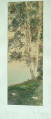 ANTIQUE Vintage FRED THOMPSON Signed HAND TINTED Colored Photograph / Nutting