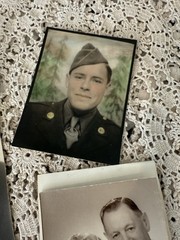 Original Photos Portrait Handsome Soldier WWII Era Family Pet Postcard Vintage