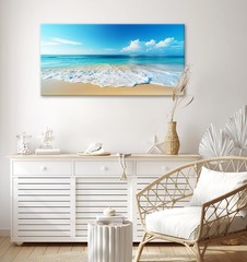Beach Pictures Wall Art Canvas Print Ocean Pictures Wall Decor Blue Seascape …