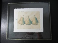 Deborah Schenck original polaroid transfer to watercolor paper 1996 3 pears art