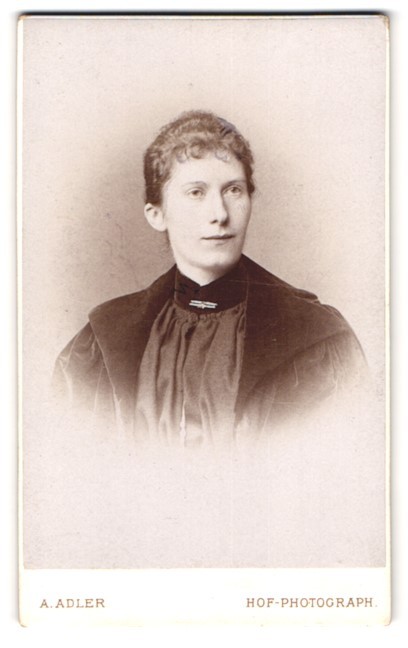 Photograph A. Adler, Dresden, Victoria Str. 22, portrait lady wearing blouse from Sa