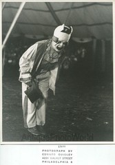 Circus clown bowing on stage strange vintage art photo by Edward Quigley