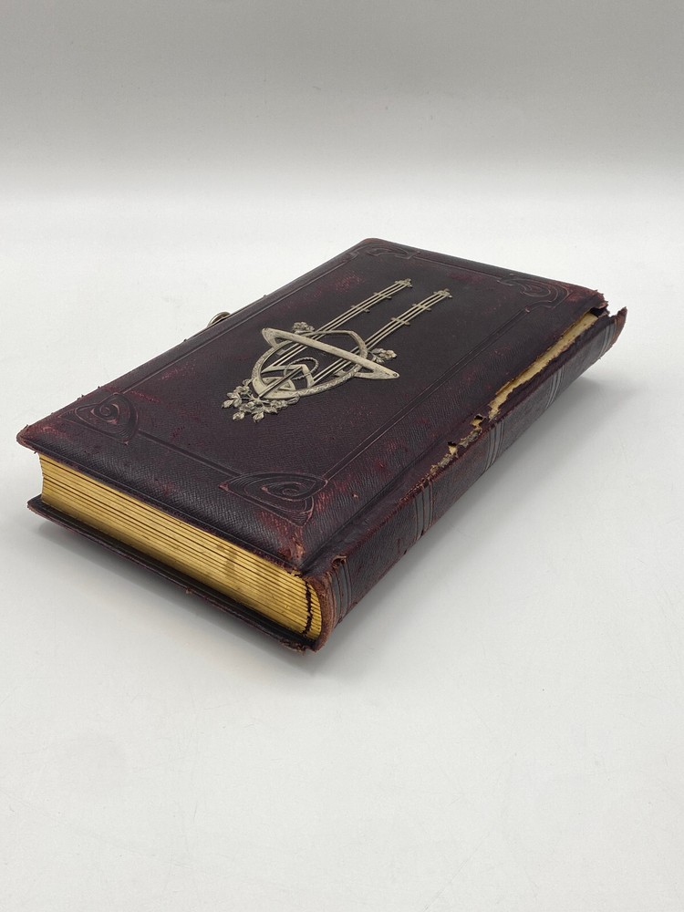 * ANTIQUE PHOTO ALBUM VICTORIAN PHOTOGRAPH ANTIQUE GOLD CUT 80 PHOTOS