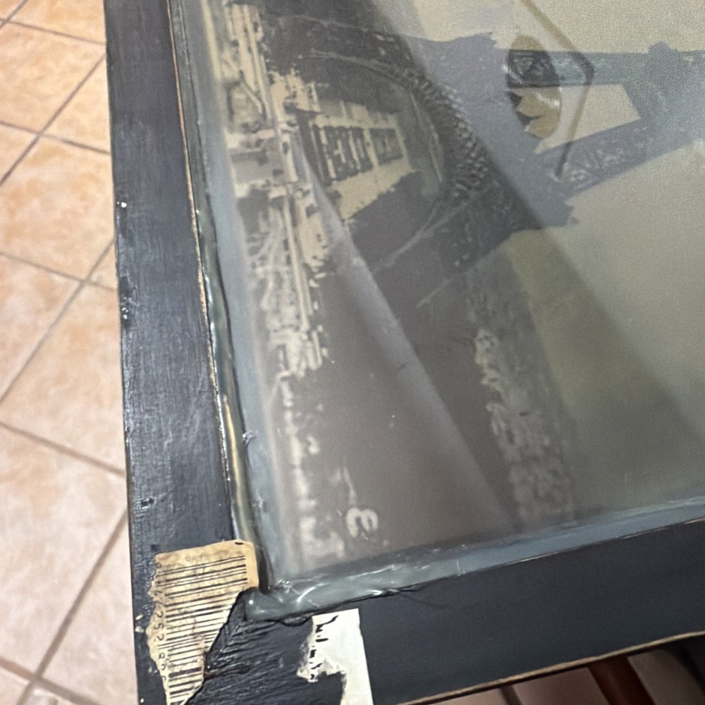 Framed Glass Print Of Aifel Tower. Originally Part Of 4 Sided Candle Holder