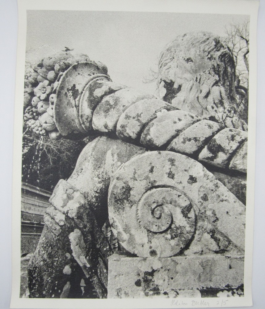 Signed Ildiko Butler photograph lichen covered sculpture/architecture study