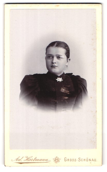 Photograph A. Hartmann, Gross-Schönau, portrait young lady with tied back