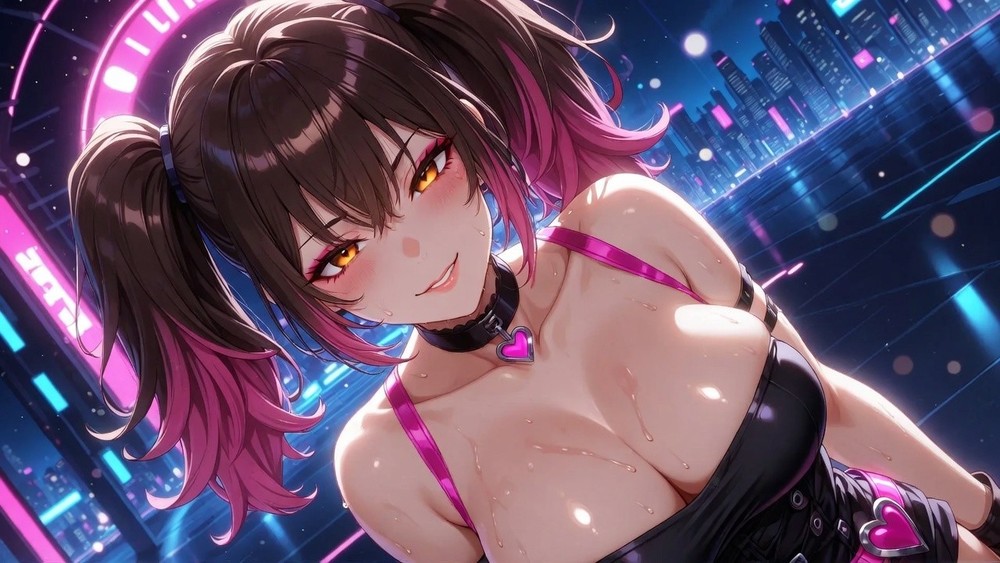 Anime Pinup Girl Digital Cyberpunk Egirl Screensaver Background Concept Art