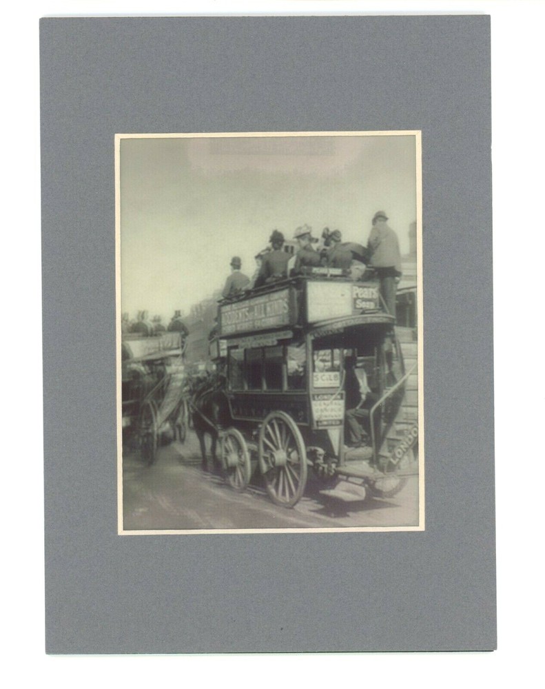 London England Horse Drawn Bus 1890 3-d Photo Reprint Stereographic Arts 5×7