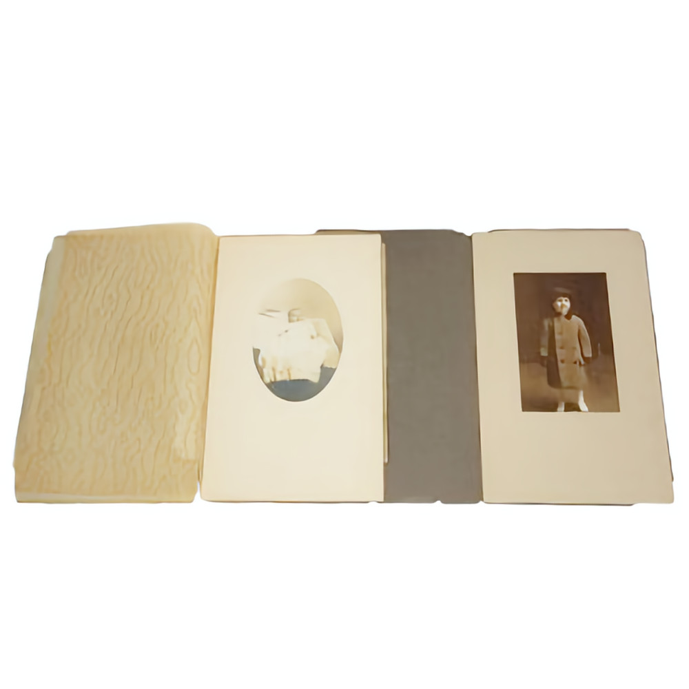 Large Gelatin Silver Print Cabinet Card Bifold Trifold Set of 2 Vellum