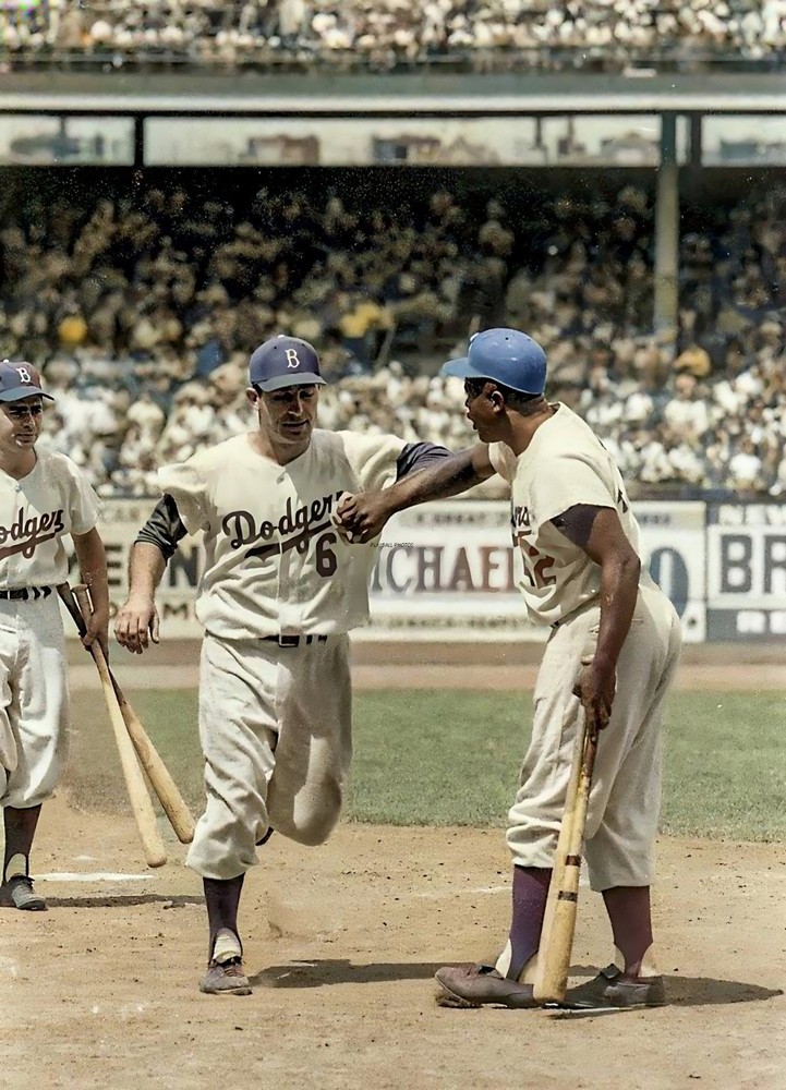 Carl Furillo & Jackie Robinson 8×10 Colorized Print-FREE SHIPPING