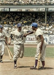 Carl Furillo & Jackie Robinson 8×10 Colorized Print-FREE SHIPPING