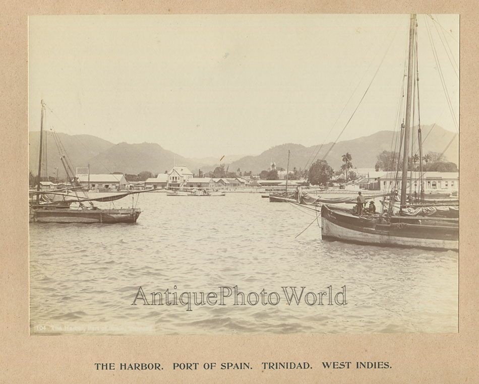 Port of Spain harbor Trinidad ships antique West Indies Caribbean photo