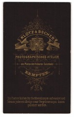 Photography Klotz & Bscher, Kempten, monogram by photographer CDV / cabinet photo