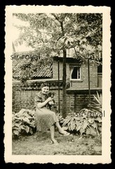 Woman with Dachshund Dog in Arm – 1930s – Photo 6x9cm