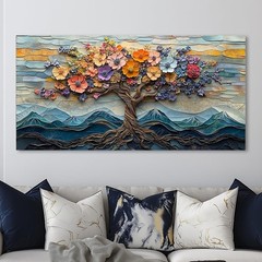 Floral Flower Tree Canvas Wall Art Colorful Tree of Life Painting Prints for …