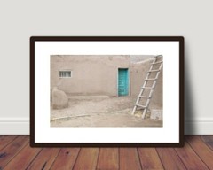 Adobe House with the Turquoise Blue Door – Home Decor, Wall Art Photography