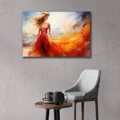 Woman Painting, Abstract Colorful Rainbow Female Painting, Beautiful Modern Art