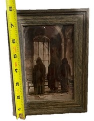4×6 Creepy 3 Monks Photo In Old Church In Plastic Wood Frame Gothic Mid Evil