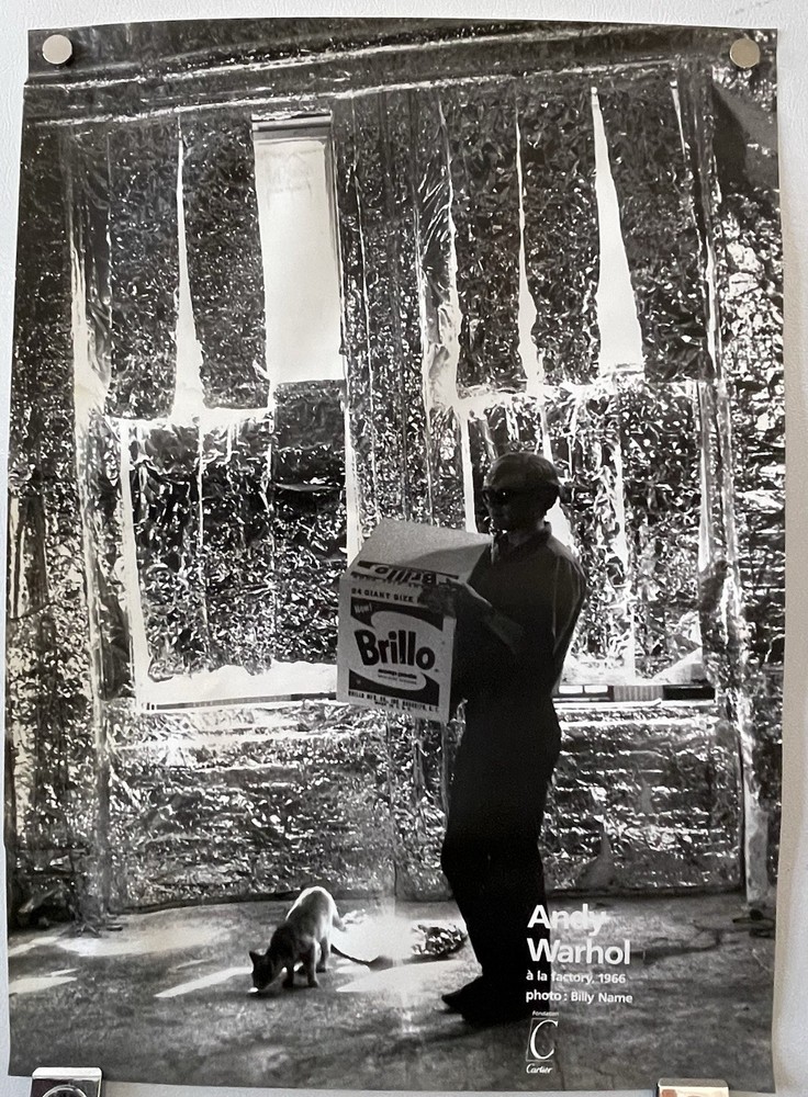 ANDY WARHOL at The Factory with Ruby The Cat 1990 poster Billy Name 20″ x 27″