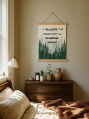 Mindset Hanging Canvas Wall Art – A Beautiful Day Begins with a Beautiful Min…