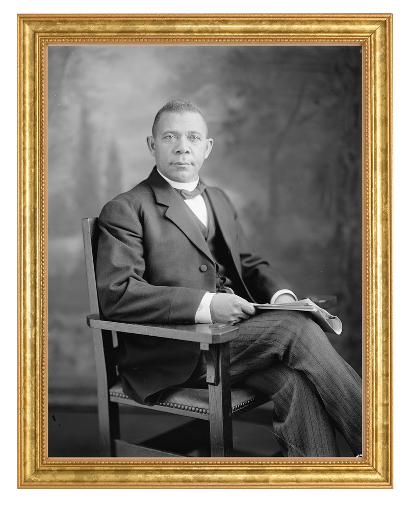Booker T. Washington Photograph in a Aged Gold Frame