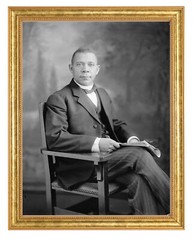 Booker T. Washington Photograph in a Aged Gold Frame