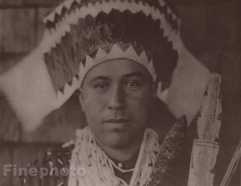 1900/72 Photogravure NATIVE AMERICAN INDIAN Tolowa Headdress EDWARD CURTIS 11×14