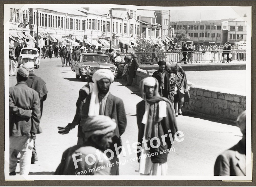 Photo Kabul Afghanistan River Bridge Car Road People 1960s