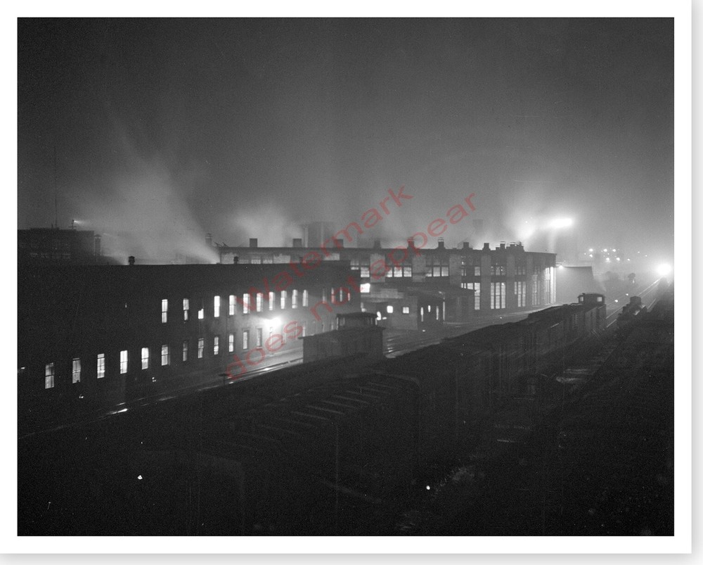 Atchison Topeka Santa Fe Railroad Argentine Roundhouse Shops At Night 8×10 Photo