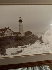 Portland Head Light With Ocean Waves Photograph Framed 17×11.5” Print 22.5X16.75