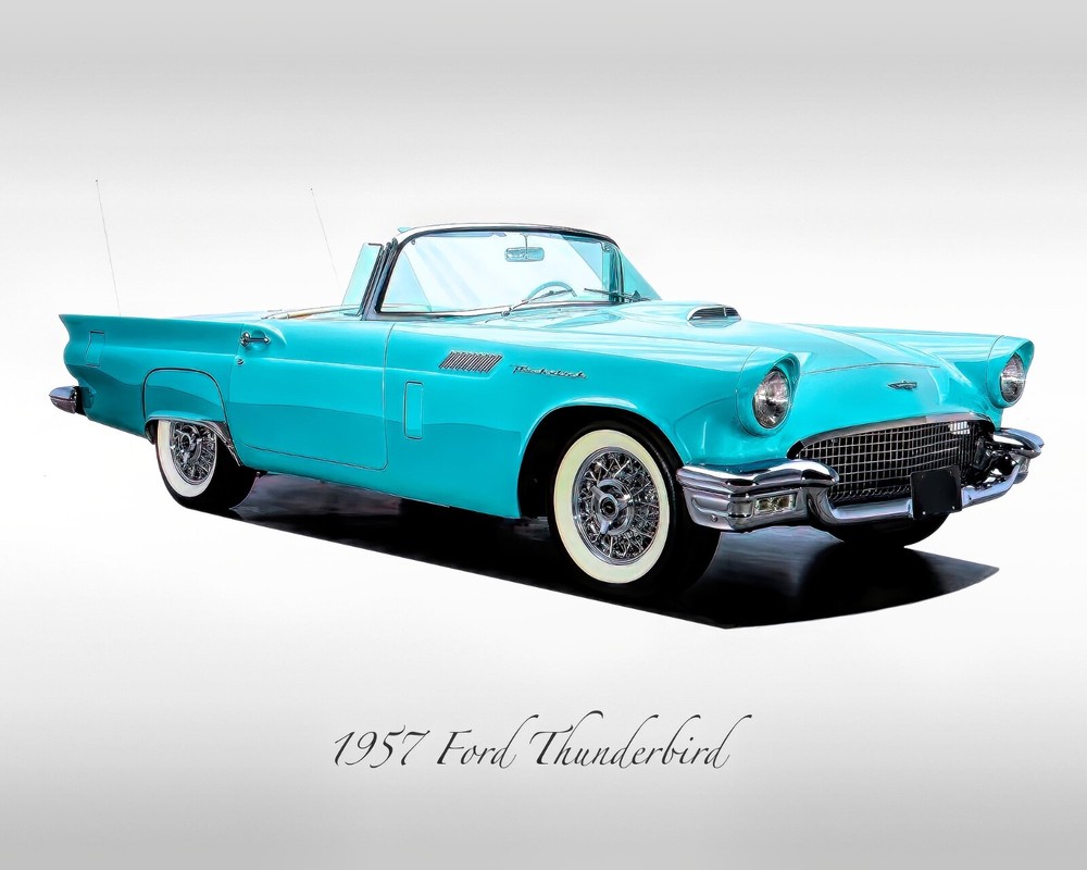 Classic Cars – 1957 Ford Thunderbird in Azure Blue – Print