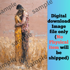 Couple hug AI digital background for pc mobile wall printable love art romantic