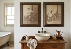 Vtg Rolland Hendrickson Sepia Prints Framed Set Victorian Boudoir Western Art