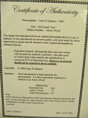 MATTED PHOTOGRAPHY Old Friend Pete A/P B&W 16 x 20 with COA By Larry Santucci