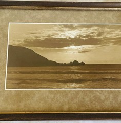 Vintage Sepia Coastal Seascape Photograph Framed & Matted