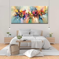 Large Framed Abstract Colorful Canvas Wall Art Flower Posters Prints Pictures…