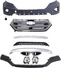 Complete Front Bumper Cover Kit W/Grille Grill & Fog Lights Compatible with 2015