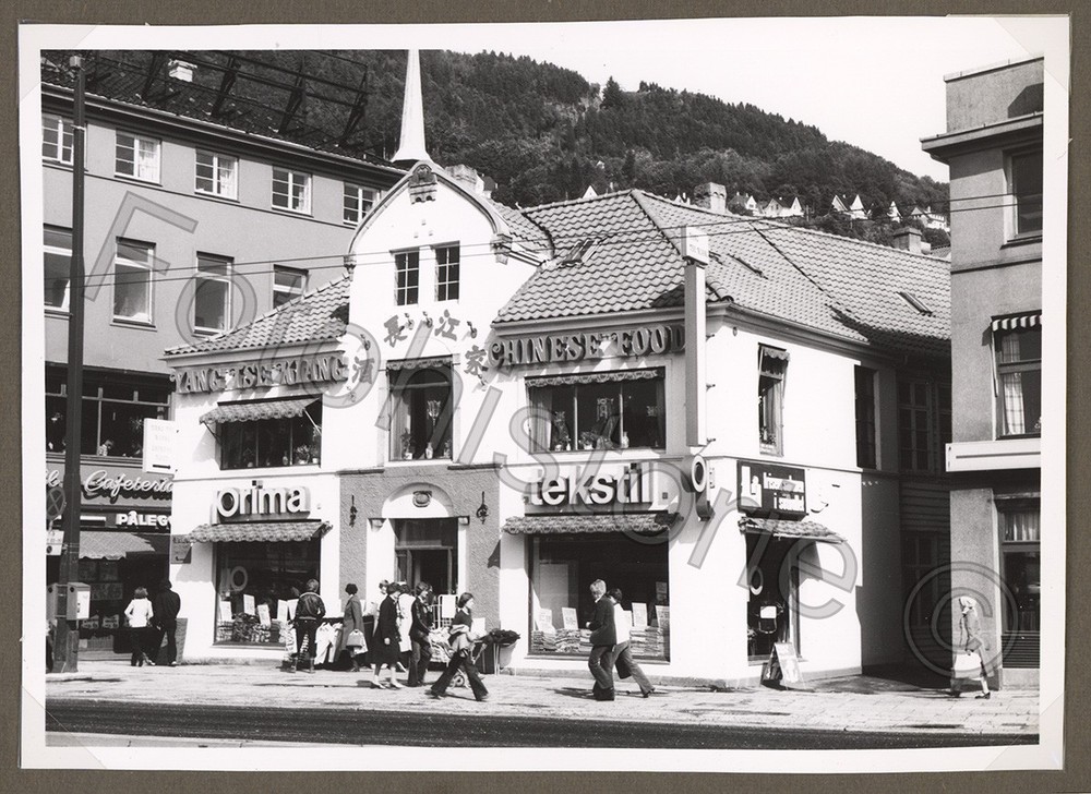 Photo Norway Bergen Street Scene Shophouse China Restaurant Textile 1950s Cafe